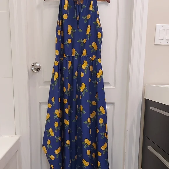 Ultra Pink Blue and Yellow High Low Dress - Picture 9 of 13